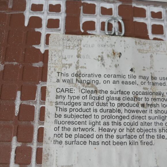 Vintage Veloy Vigil Horse Painting Art Ceramic Tile, Hanging Décor, Made in USA - Picture 6 of 7